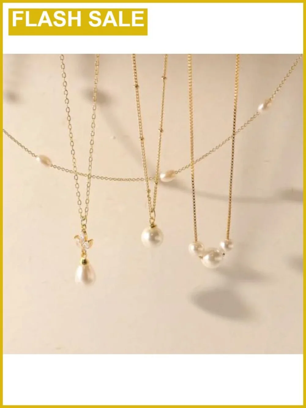 14K Gold-plated Pearl Necklace for Women Dainty 16